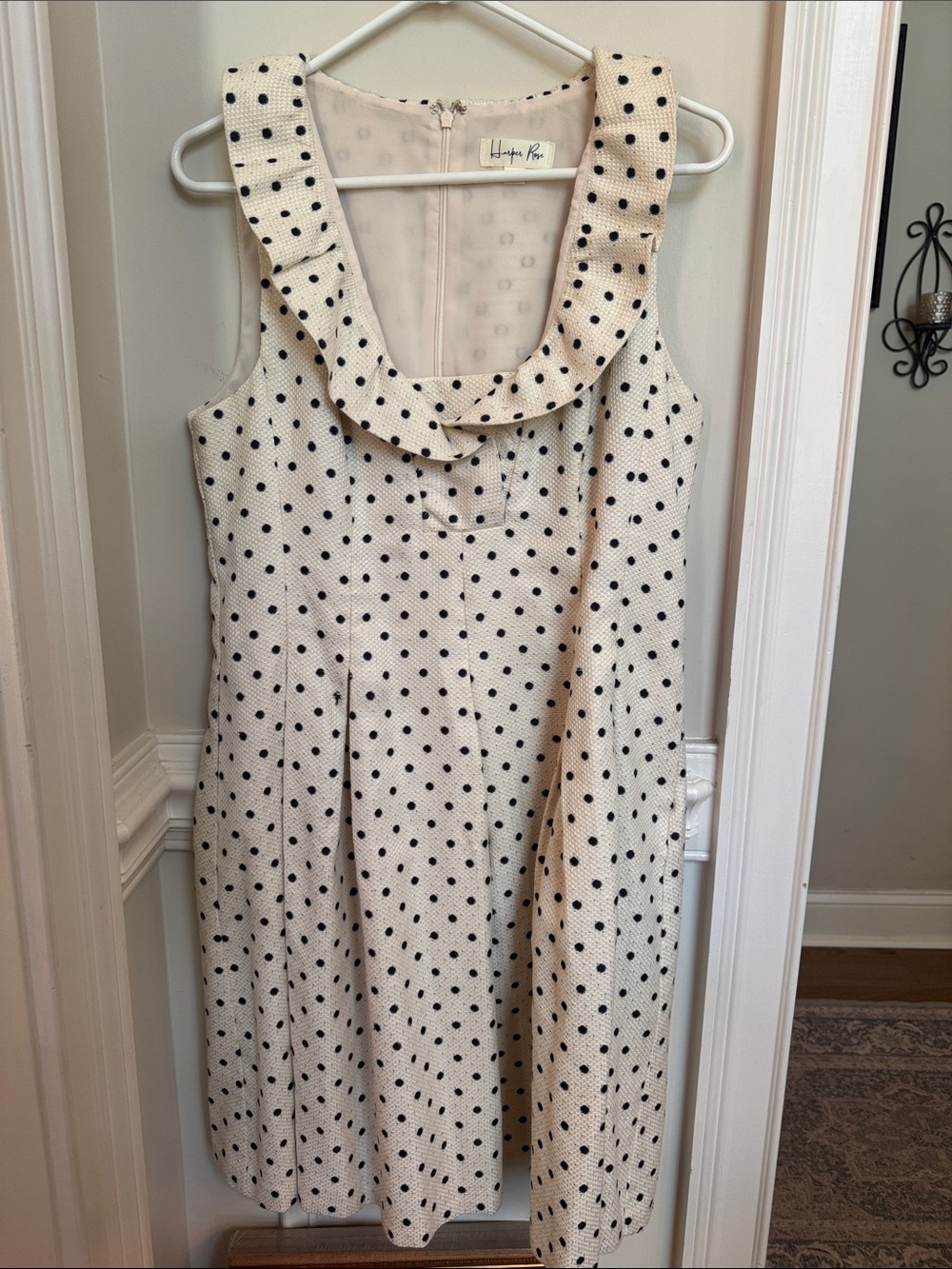 Harper Rose Cream Polka Dot Sleeveless Ruffle Mini Dress